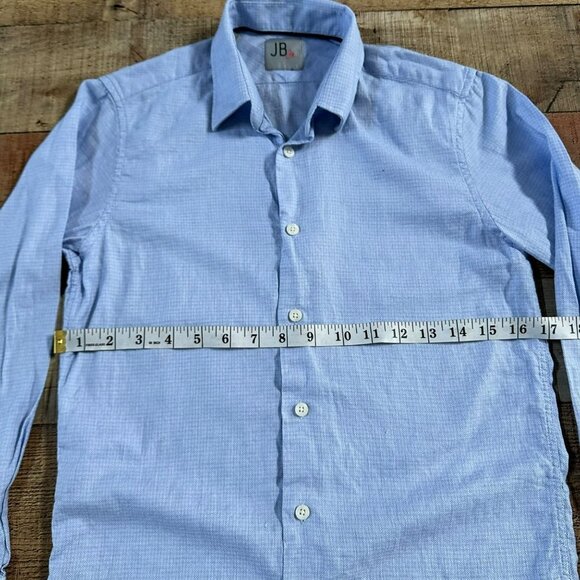 JB Jr Boys Long Sleeve Button Down in Blue -14 - Picture 4 of 7